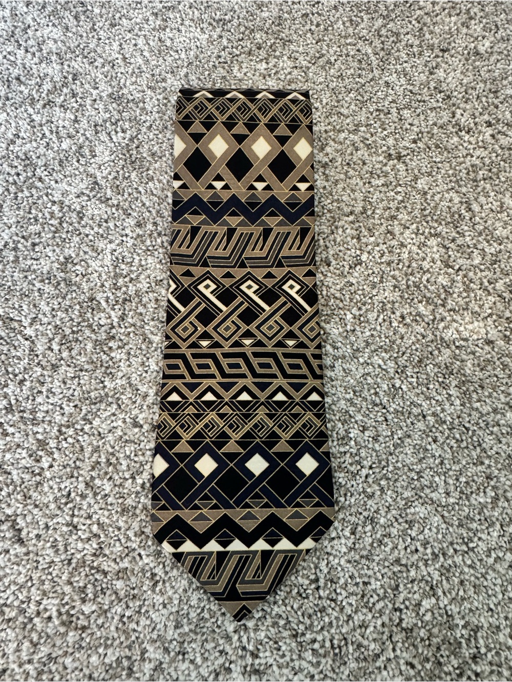 croft & barrow Black and Tan Geometric Pattern Tie